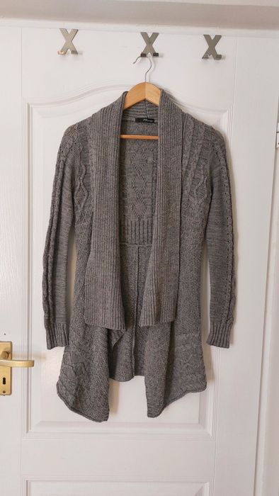 Sweter kardigan szary długi