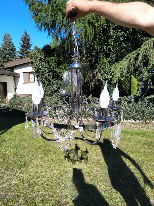 Żyrandol ozdobny kryształowy + 2 lampy
