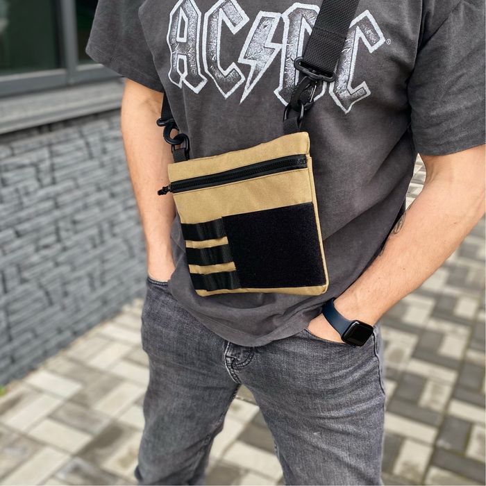 Чоловіча сумка через плече Agent Ctown molle velcro пісочний койот беж