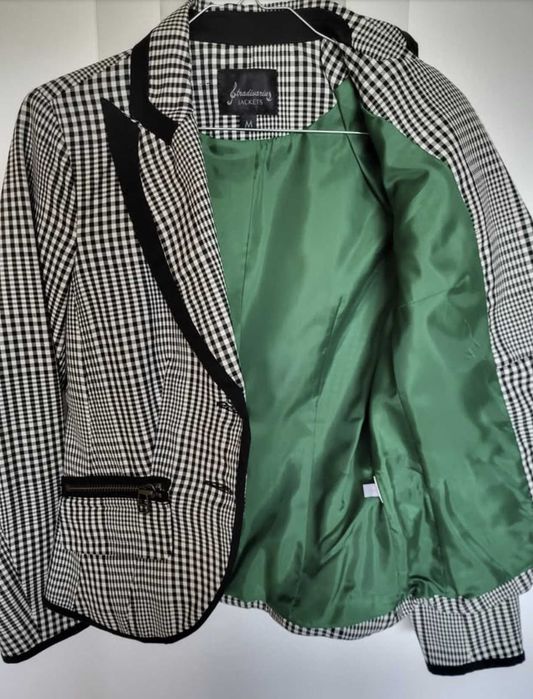 Casaco Stradivarius preto e branco, tamanho M