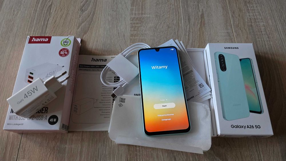 Samsung Galaxy A26 5G nowy miętowy 8/256GB + ładowarka 45W hama