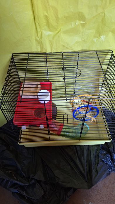 Klatka dla Chomika Myszy Domek + Kołowrotek + Miseczka