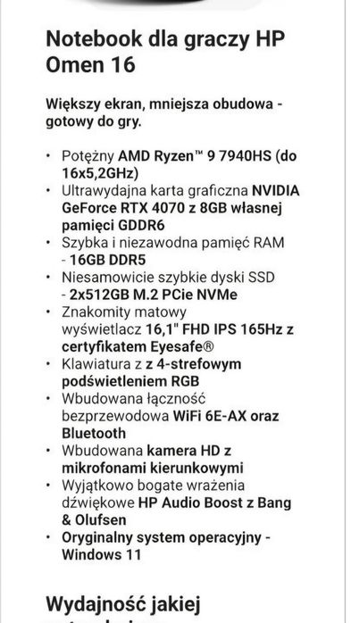 Laptop omen rtx 4070 R9-7940HS