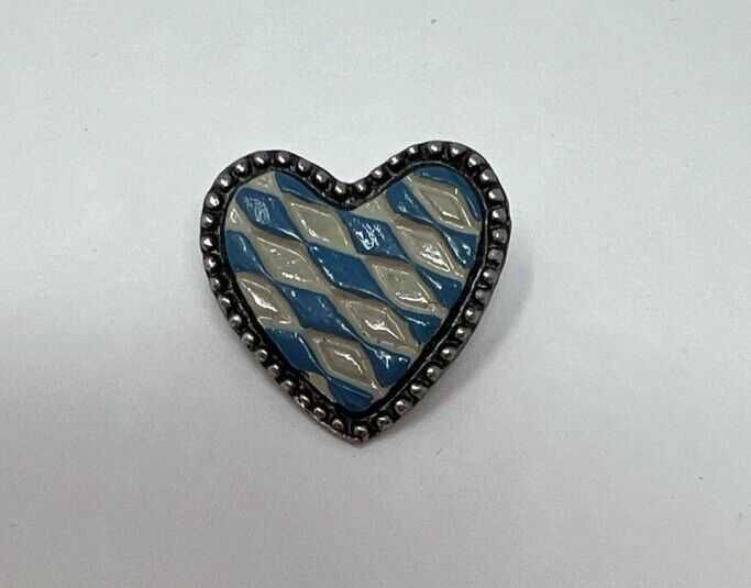 Винтажная эмалевая  брошь-булавка "Баварское сердце" Kuhl Zinn,93%
