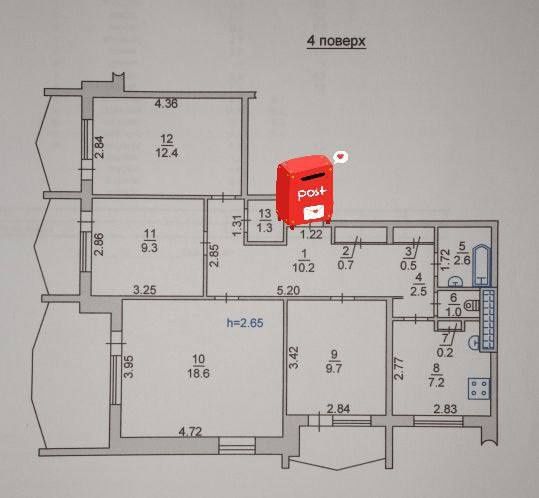 Продаётся 4-комнатная квартира под ремонт, Черноморск.