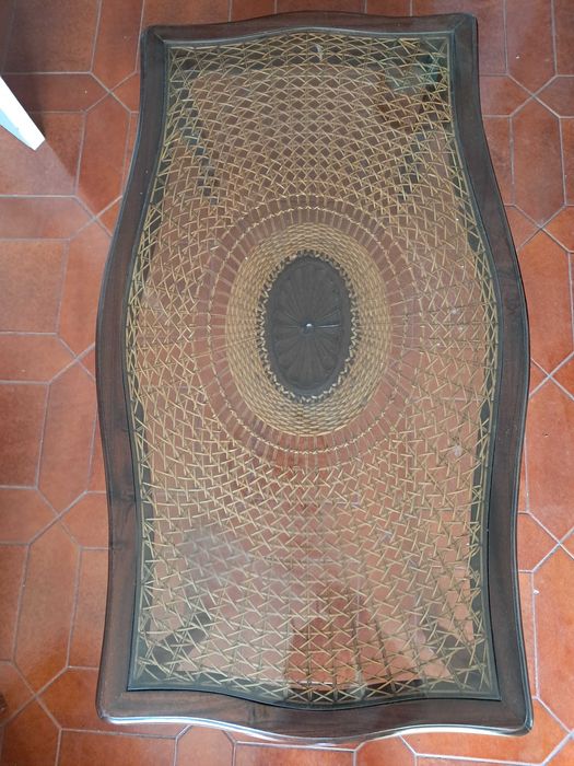 Conjunto sofás e mesa de apoio estilo inglês Vintage