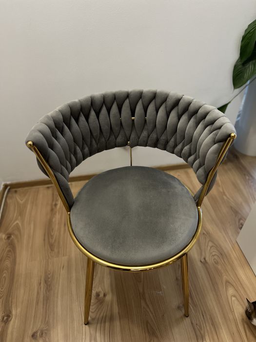 Krzeslo welurowe szare