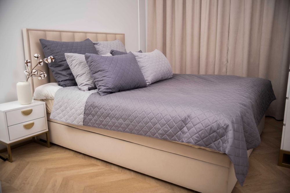 Narzuta na łóżko 180x200 dwustronna siwy/popiel