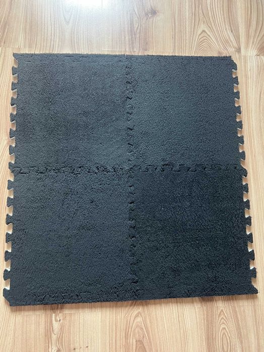 12x Puzzle Piankowe EVA Mata Pluszowa Dywan Podłogowa Czarne 30x30cm