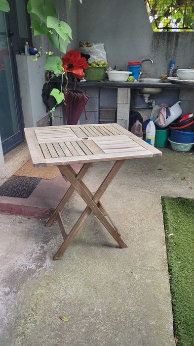 Mesa 2 Cadeira Kasa Madeira Acácia Desdobrável