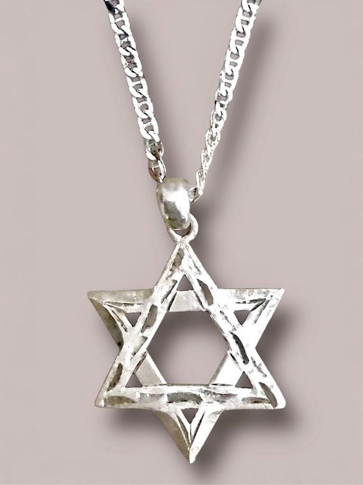 Масивний набір зі срібла 925: кулон Маген Давид та ланцюжок (Єрусалим)