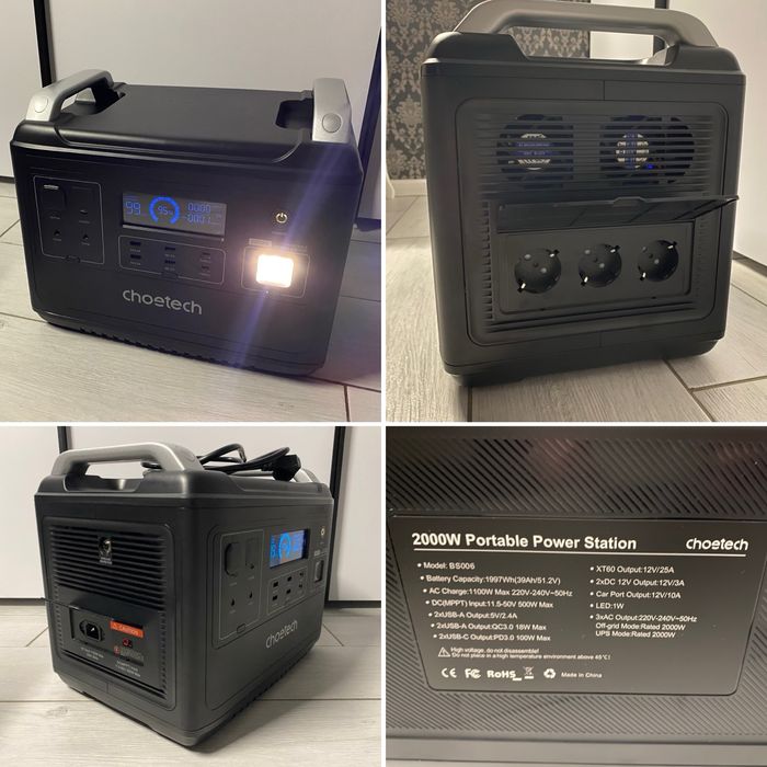 Зарядна станція Choetech 2000W (Пік 4000W) 1997Wh LiFePO4 Офіційна