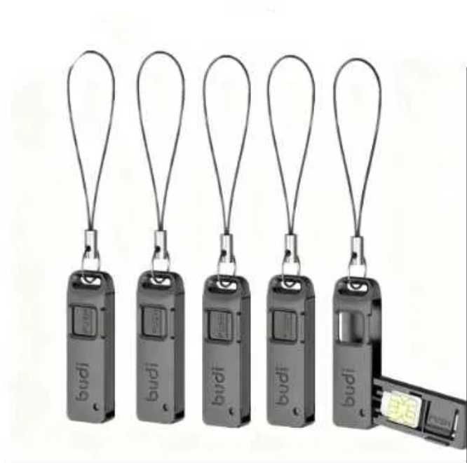 Caixa de Armazenamento Multifuncional para Cartões, Slot p/ Cartão SIM, Ejetor de Cartão com Cordão, Agulha p/ Remoção de Cartão SIM