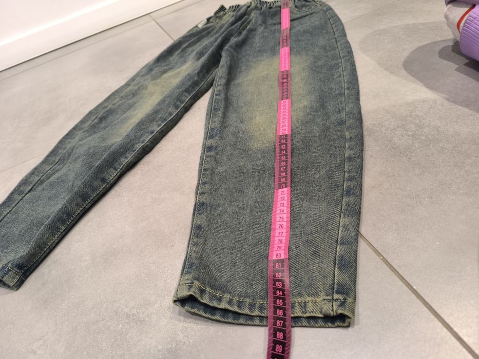 140/146 szerokie spodnie jeansowe skate drip modne