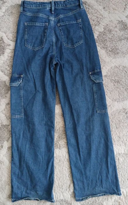 Spodnie jeans dziewczęce H&M roz. 152 bojówki z szeroką nogawką