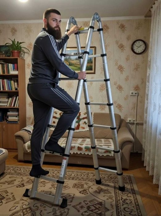 Телескопічна драбина 2,1 м компактна й зручна