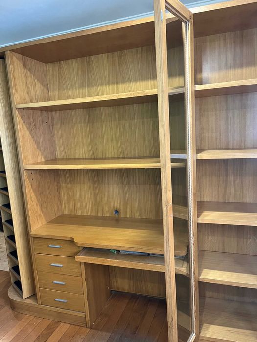 Secretária/estante/armário de madeira para escritório ou quarto