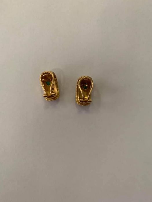 Brincos Ouro Brilhantes e esmeraldas