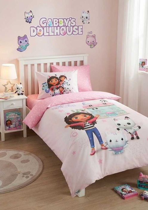 Pościel Gabby’s Dollhouse 135/140×200 cm Koci Domek Gabci Bawełna + Poszewka