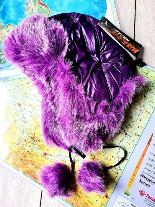 Wyprzedaż - zimowa czapka damska uszatka ocieplana nowa