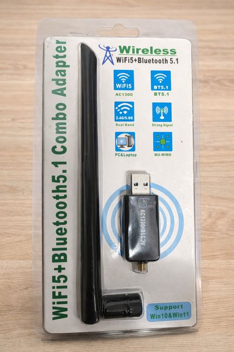 Adaptador USB Wi-Fi 5 + Bluetooth 5.1 (AC1300) – Dual Band