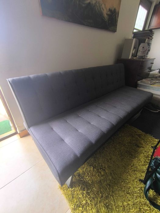 Sofá Cama 3 Lugares Cinza Click Clack KASA
