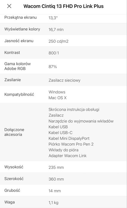 Wacom Cintiq 13 FHD Pro Link Plus