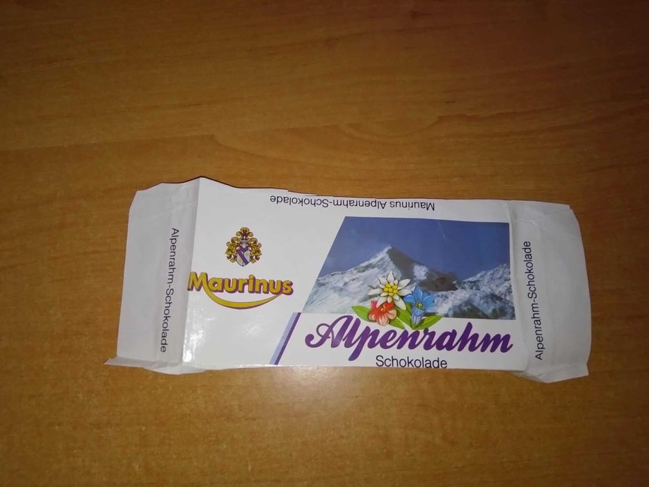 Maurinus Alpenzahn czekolada mleczna alpejska puste opakowanie