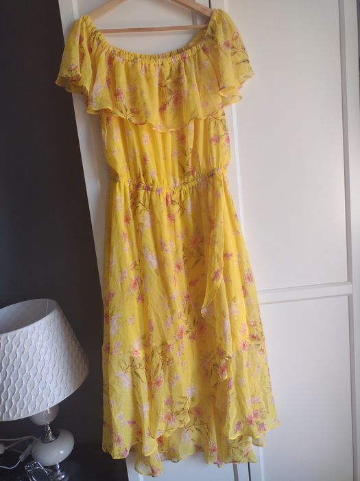 Wyprzedaż sukienka 42 44 carmen kwiaty wesele komunia elegancka lato