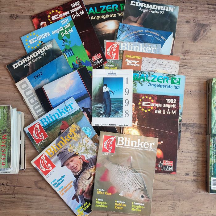 Duża paka RETRO PRL magazynów wędkarskich