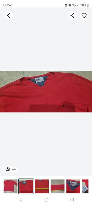 Bluzka rozmiar M 38 czerwona koszulka z długim rękawem tommy hilfiger