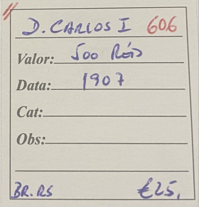 Moeda  606 - D CARLOS I - 500 Reis 1907
