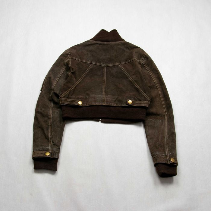 Y2k Avant Garde cropped leather bomber krótka kurtka skórzana bomberka