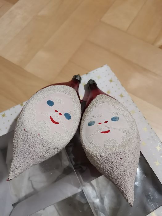 Dwie bombki Prl Sople w kształcie Mikołaja