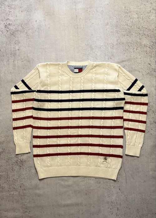 Оригіналтрий чоловічий вінтажний бежевий светр Tommy Hilfiger в ідеальному стані розмір XL