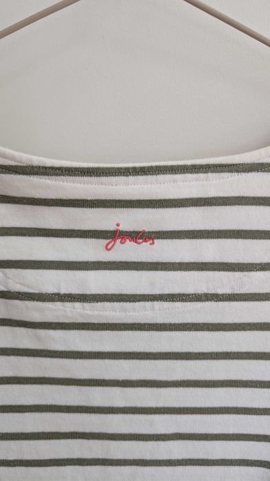 Bawełniana bluzka w paski Joules 38 M – khaki longsleeve, breton, preppy