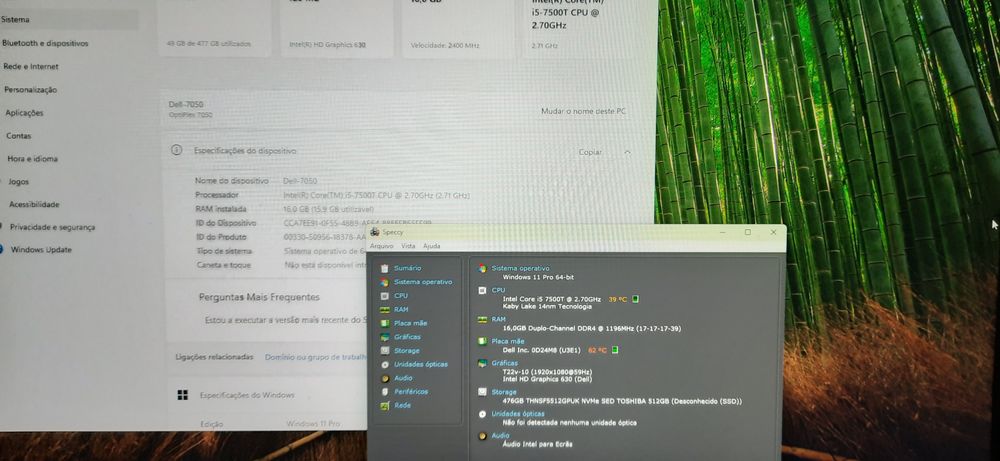Mini-Pç Dell Optiplex 7050 7ªG|i5.7500T-3.3G|NVMe-512G|16G|Wifi+BT|W11