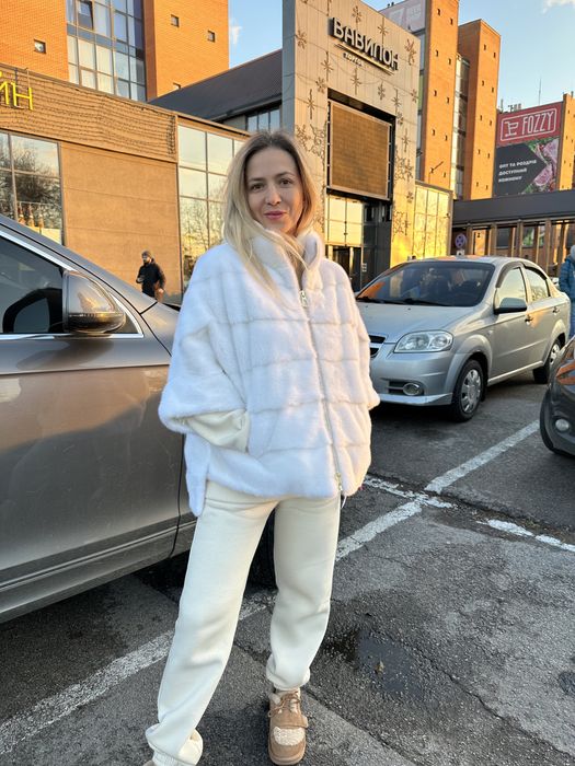 Біла норкова кофта, білосніжна норкова шубка