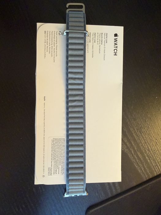 Pasek do Apple Watch Alpine Loop Light Blue Large Natural Titanium