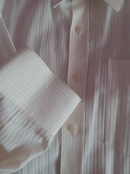 Elegancka koszula męska kołnierzyk 43 wzrost 182-188 kremowa