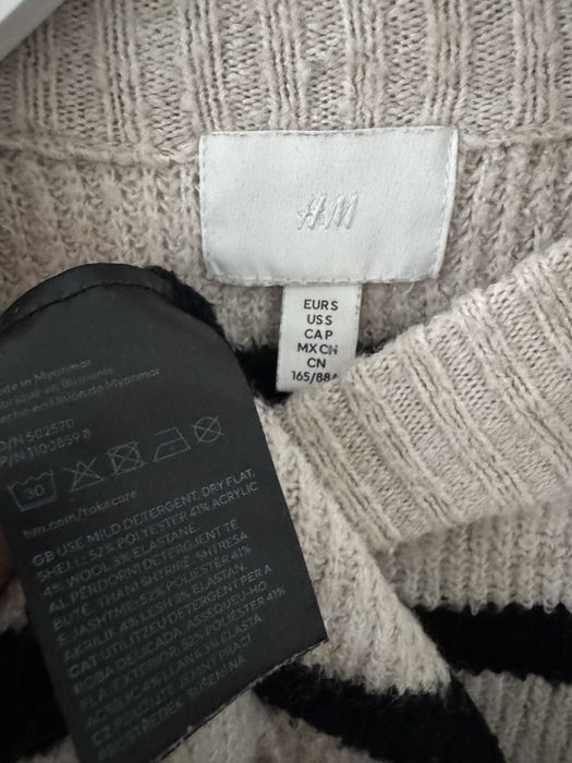 H&M długi sweter z domieszką wełny Paski
