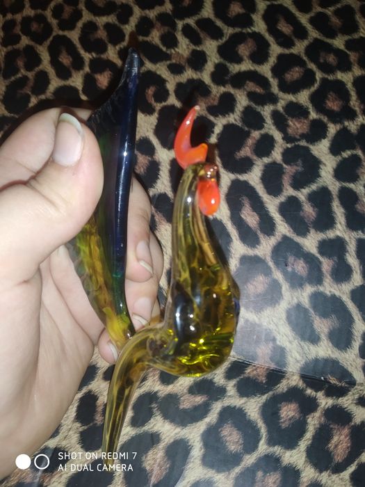 Сувенир из цветного стекла статуэтка птица петух фигурка півень скло