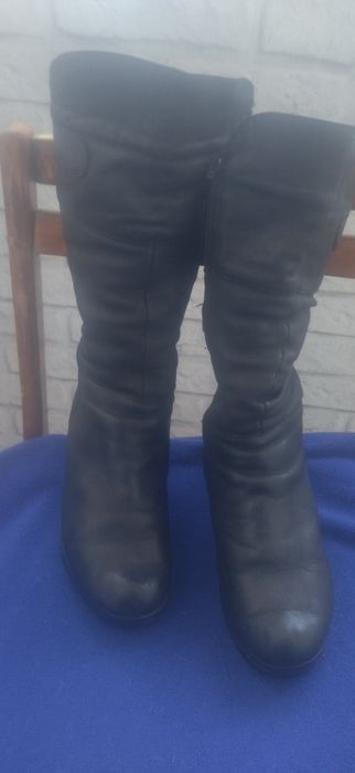 Кожаные зимние сапожки