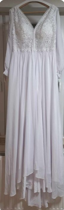 Suknia ślubna boho/rustykalna z długim rękawem