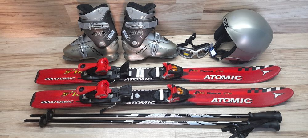 Narty ATOMIC 100cm Buty 21.5cm-33 Kask Kijki Gogle