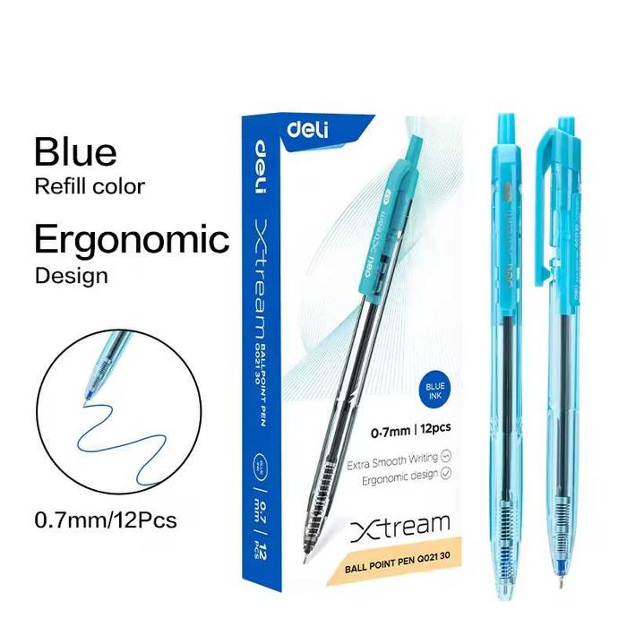 11 szt. Długopis Deli Xtream 0,7 mm.