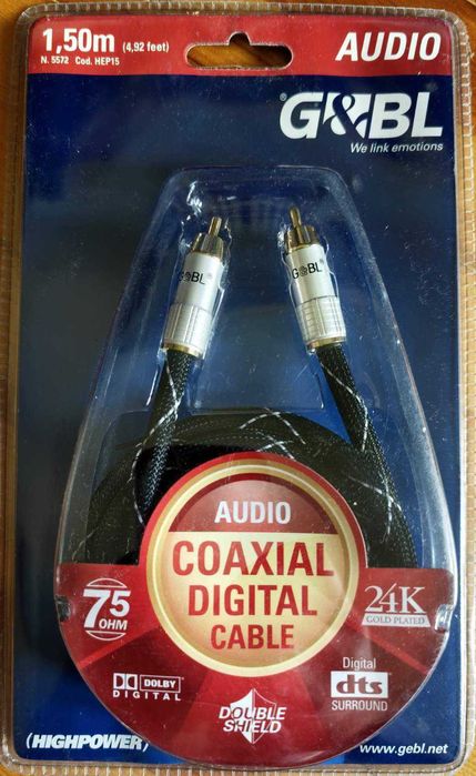 Цифровий коаксіальний аудіокабель (Digital Coaxial Cable) G&BL
