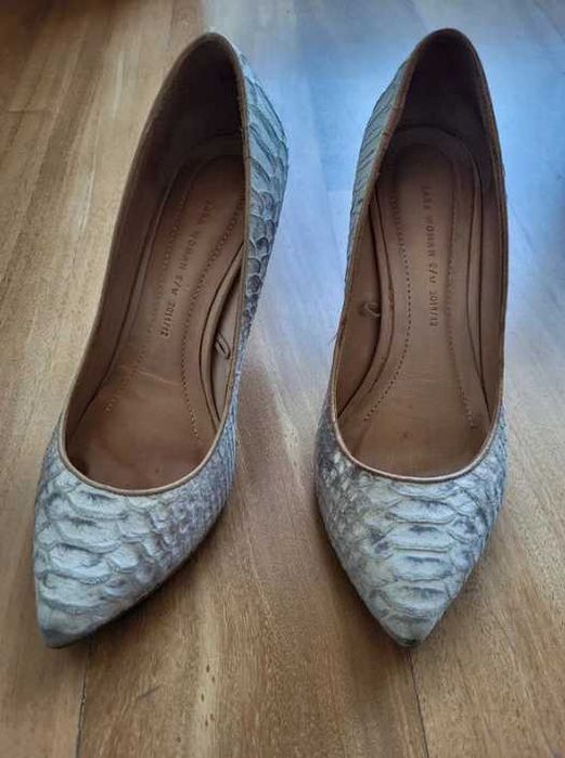 Sapatos Pele Imitação Crocodilo Cinza - ZARA