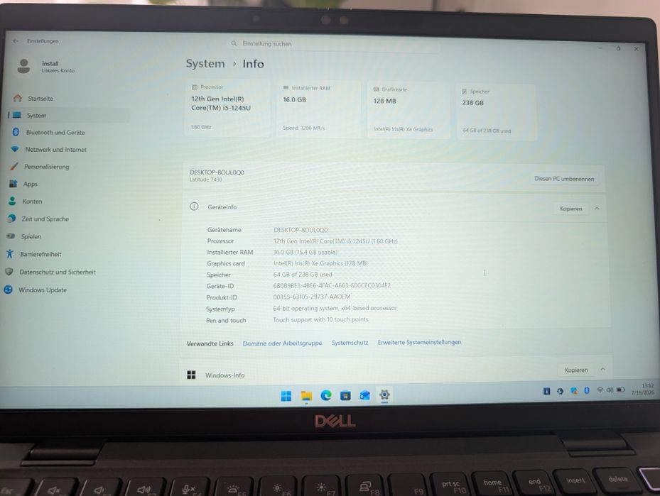 Dell latitude 7430 | 256 SSD | 16 RAM | I5-1254U