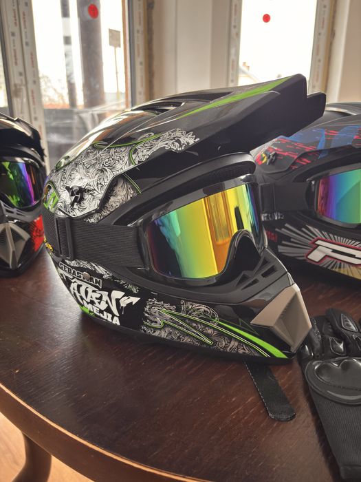 NOWE Kaski Motocrossowe+Gogle  motocross rowerowy quad atv enduro
